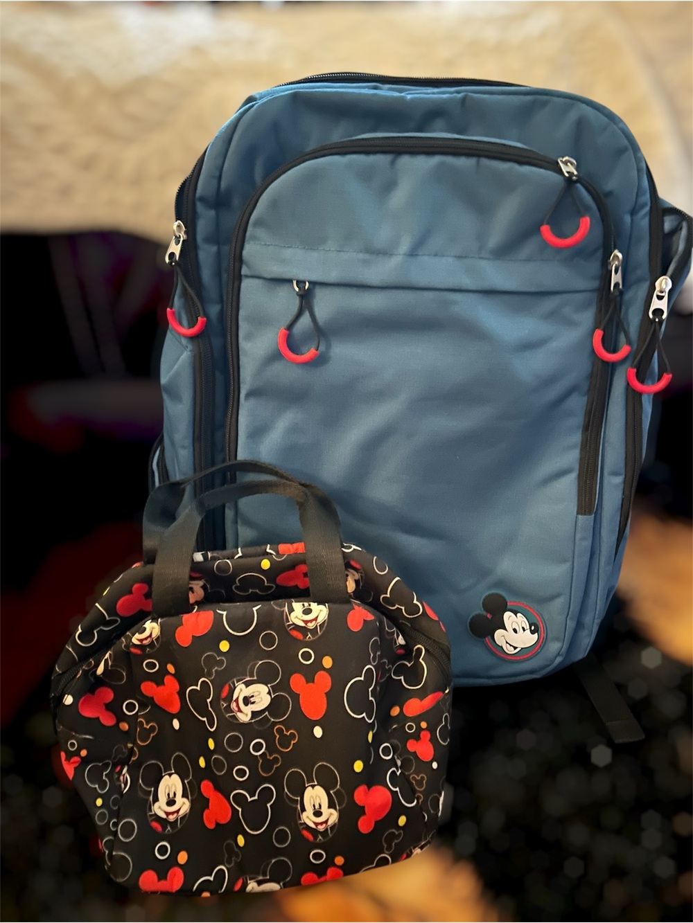 Disney Blue Backpack with Mickey Lunch Bag